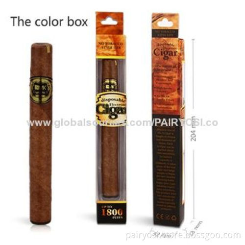 e cigar, 1800 puffs with realistic cigar experience, color box with display box packing